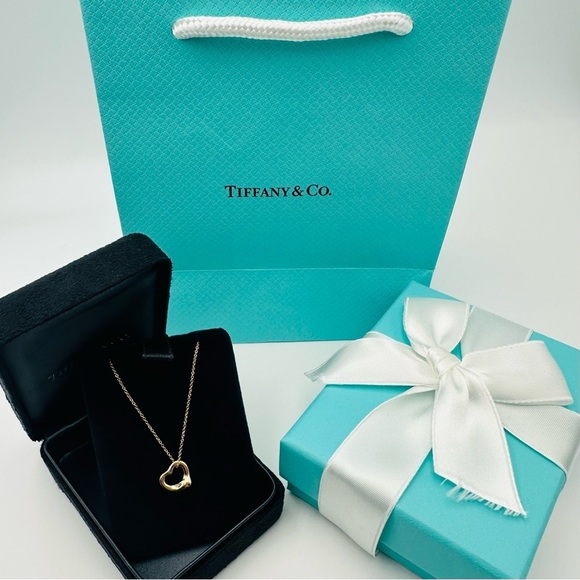Tiffany & Co. 11 mm 18K Rose Gold Open Heart Necklace 16” with Packaging - Picture 10 of 10